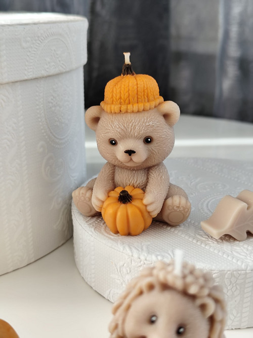 Pumpkin and Teddy Bear Candles M NH - Sójový vosk
