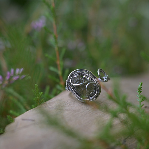 Prsten s vltavínem, nerezový wire wrapping