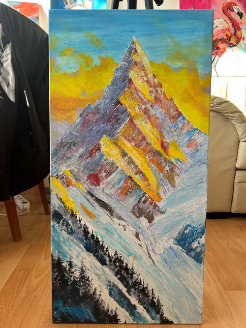 Ručně malovaný obraz Golden Hour, 80x40cm