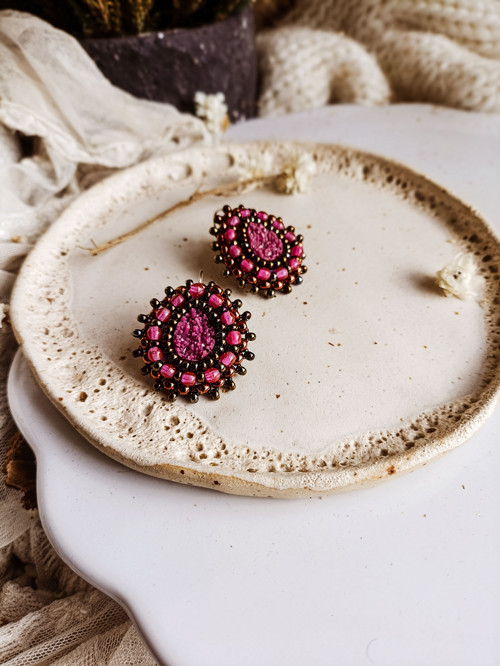 Druzy earrings n.27 - vyšívané náušnice