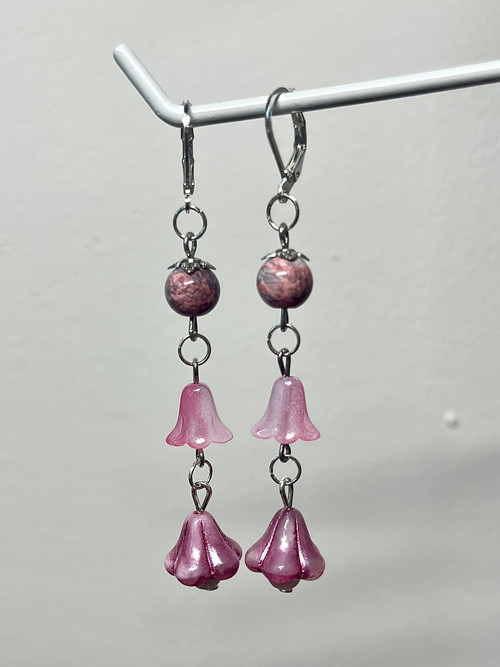 Handmade růžové náušnice