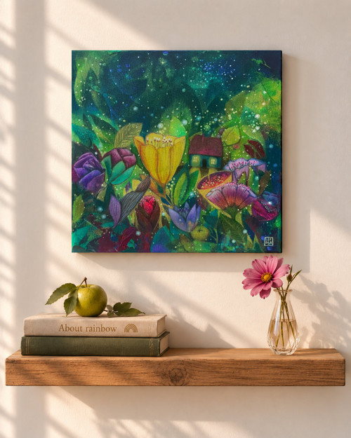 Zahrádka na prahu ráje / Originální obraz 30x30cm