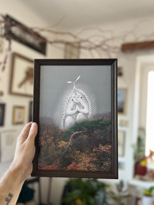 Tisk autorské ilustrace Mokoša v rámečku