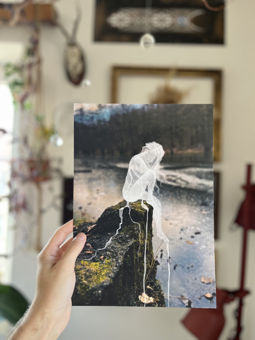 Tisk autorské ilustrace Vodní žínka
