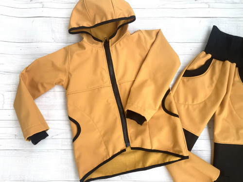 Softshell bunda dětská hořčic. Fleece