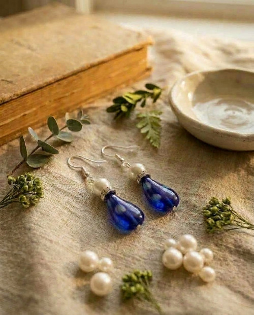 Náušnice modrá kapka — foto 1