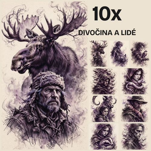 Divočina a lidé (Sada 10 ks - digitální grafika)
