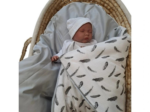 Péřová zavinovačka - mušelín peříčka a šedá bavlna