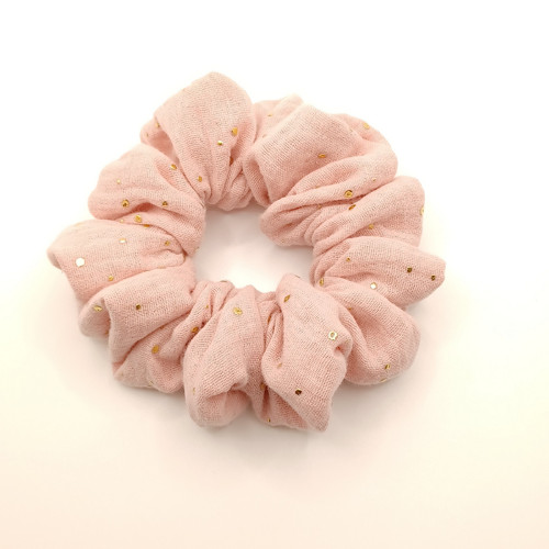 Scrunchie - starorůžová se zlatem