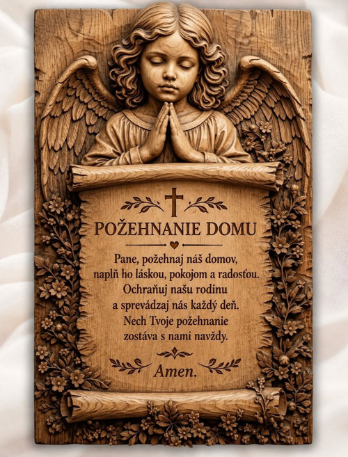 3D Drevorezba požehnanie domu Anjel