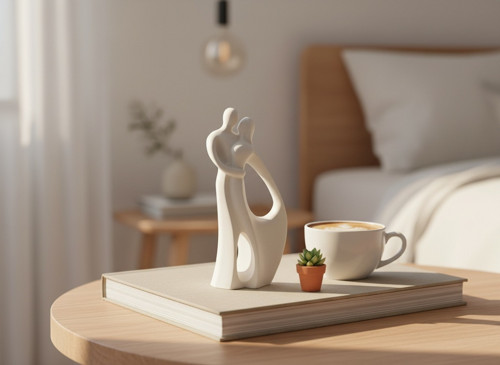 Designová abstraktní soška "Objetí tance" - bílá