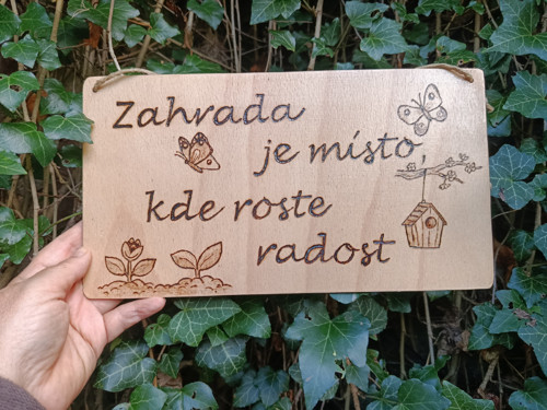 Cedulka Zahrada je radost