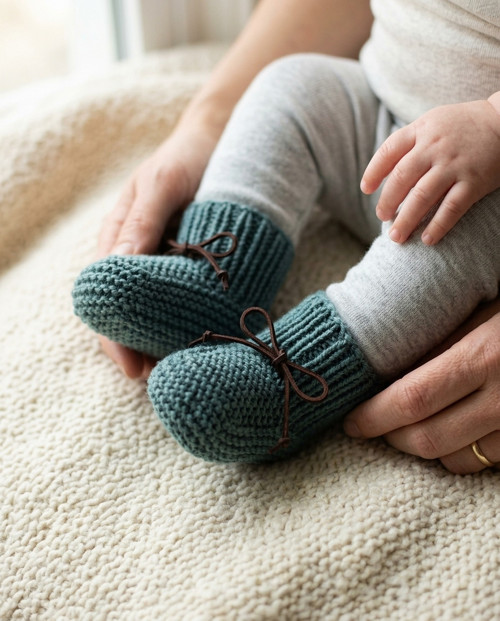 Papučky zelené + bonetka 3-6M — foto 1
