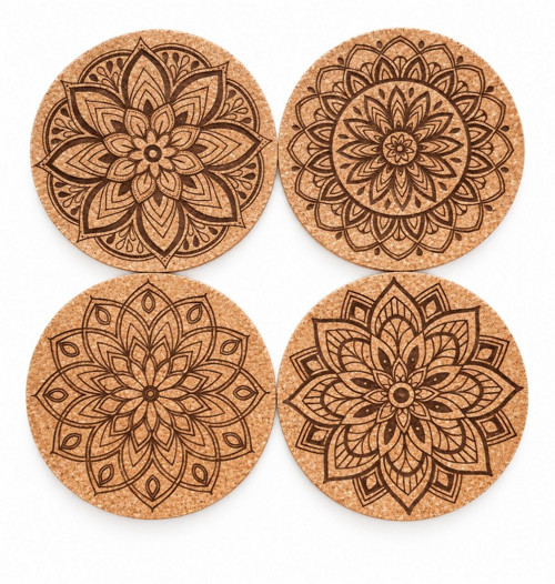 Korkové podtácky Mandala