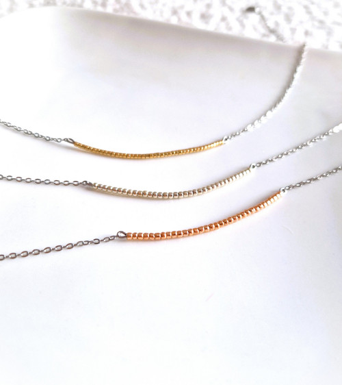 Náhrdelník*minimalist*miyuki*rose gold*ocel