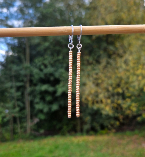 Náušnice*minimalist*tyčinky s miyuki*rose gold