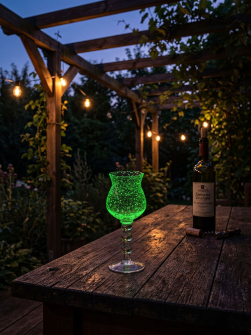 Fluorescenční svítící sklenice na víno Zelená