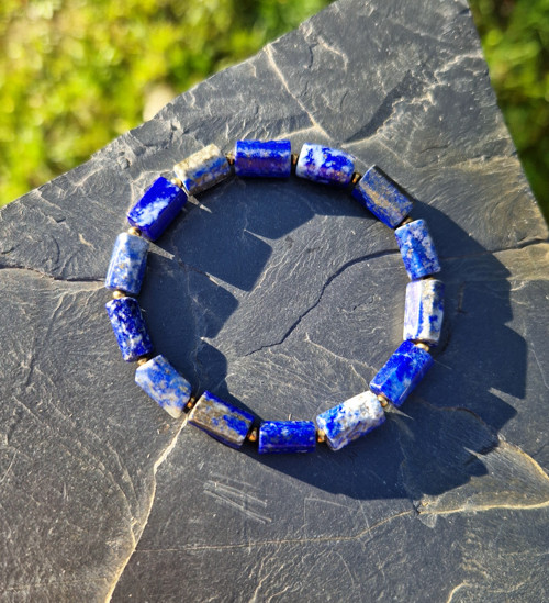 Lapis lazuli*kvádříky*zlatá ocel*unisex náramek