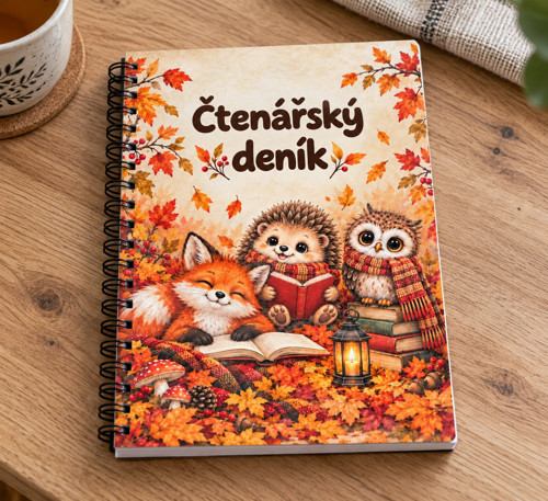Čtenářský deník A5 s podzimními zvířátky