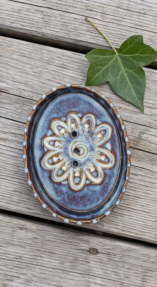 Keramická mýdlenka mandala půlnoční modrá
