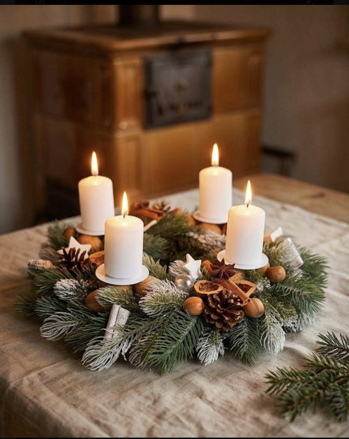 Adventní věnec ojíněný