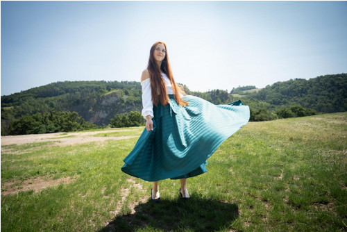 Kolová Smaragdová Sukně - Na Přání