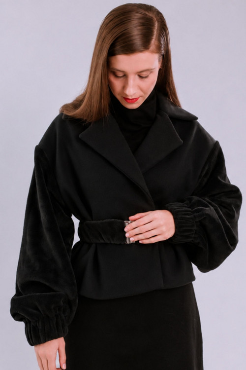 Miestny Krátky Oversized Kabát Teo (Čierny)