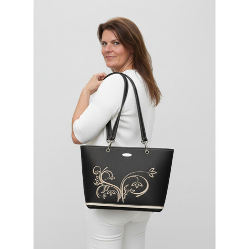 Velká kabelka Pony Black – vyšívaný vzor