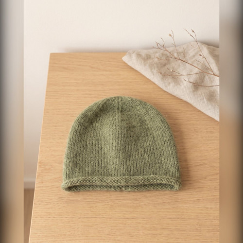 Beanie čepice z alpakové směsi - olivově zelená