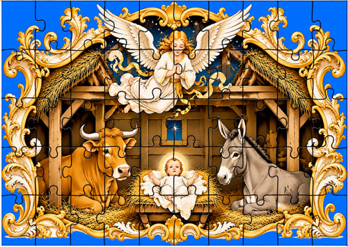 Puzzle - barokní Betlém, 50 dílků, A4
