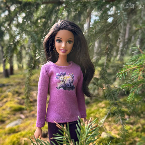Mikina pro Barbie - kočička, šeříková