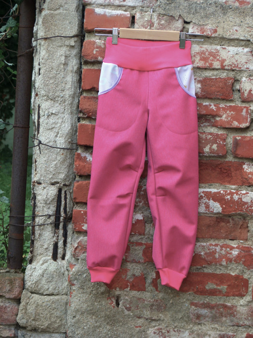 Softshellové kalhoty růžová labutě 98,104 a110