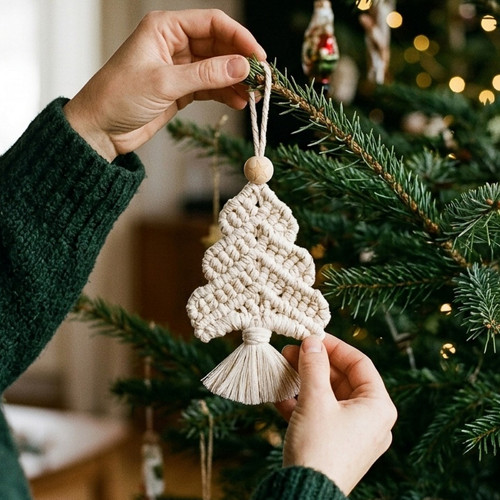 Macramé STROMEČEK / přírodní + zlatá