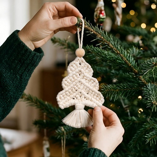 Macramé STROMEČEK / přírodní + zlatá