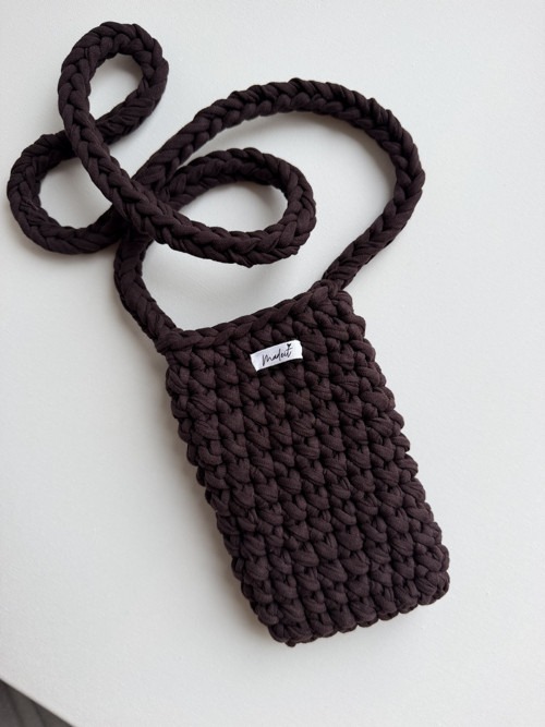 Crossbody kabelka na mobil - tmavě hnědá