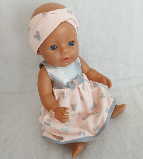 Sváteční šaty pro BabyBorn 43 cm, čelenka,kalhotky