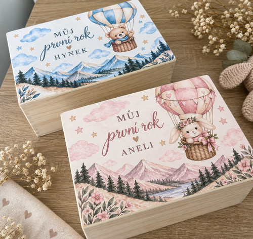 MŮJ PRVNÍ ROK – dřevěná pamětní bedýnka - plná