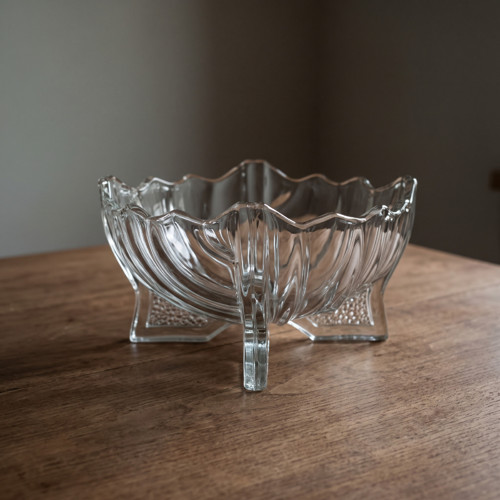 Art Deco skleněná mísa na nožkách