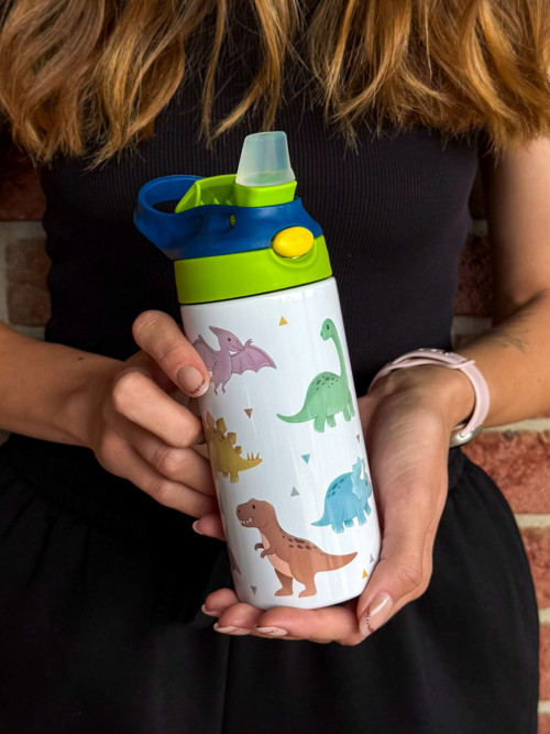 Dětská termo láhev s brčkem 330ml - Dinosauři