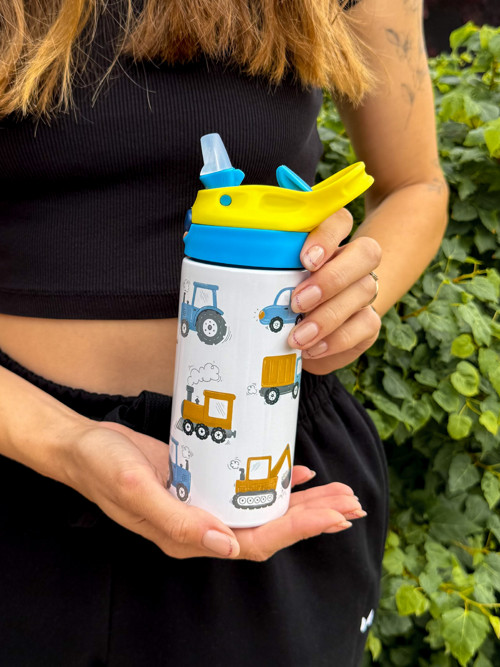 Dětská termo láhev s brčkem 330ml - Auta