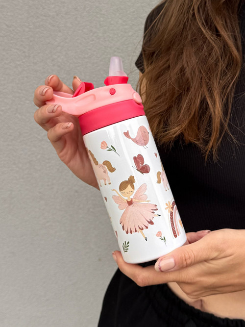 Dětská termo láhev s brčkem 330ml - víly