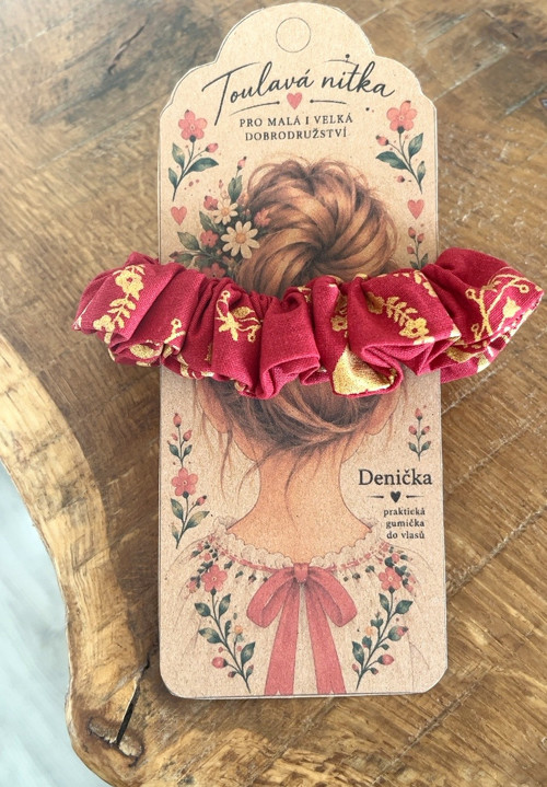 Denička-červená se zlatým zdobením