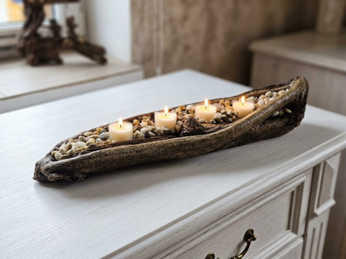 Dřevěný Svícen-Adventní-Rustikální-Dekorace-Dárek