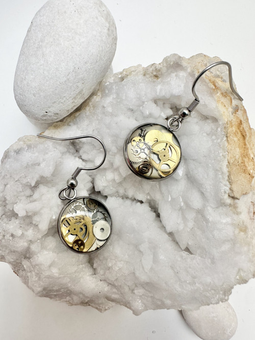 NEREZ 1,4 cm náušnice steampunk