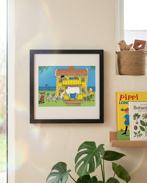 Krásná rámovaná ilustrace - Pippi a vila vilekula