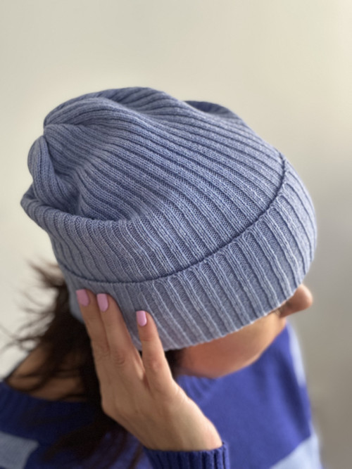 Pletená čepice ze 100% Merino – žebrovaná beanie