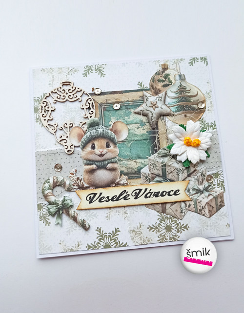 Vánoční přání s myší "Gilded Winter" — foto 1