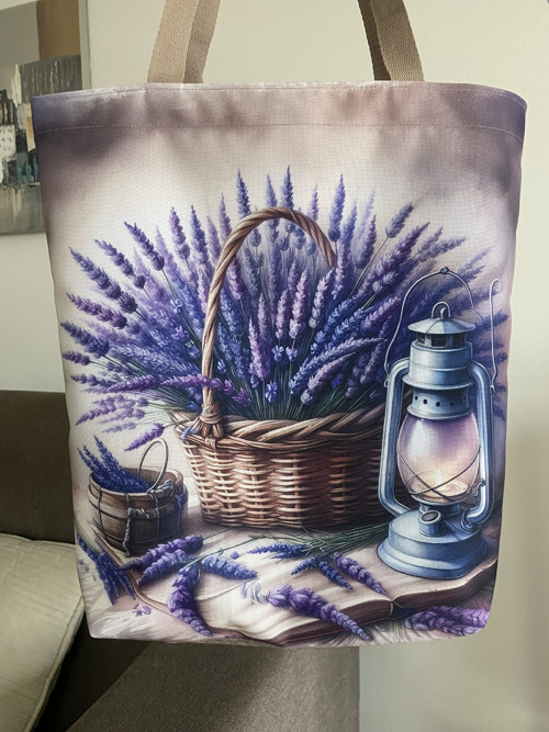Nepromok.taška přes rameno XL - Zátiší s levandulí