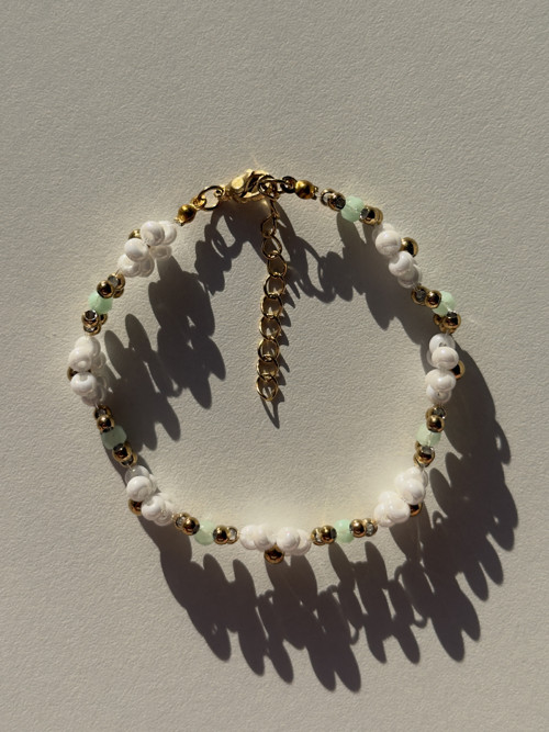 Beaded Flower Bracelet - Green