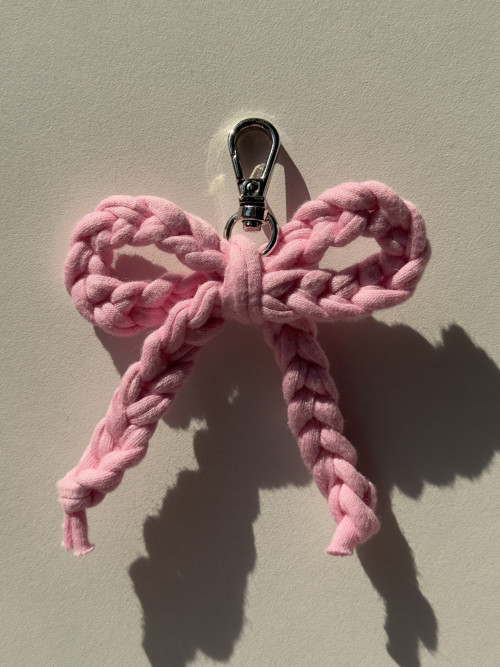 Pink Crochet Bow Charm